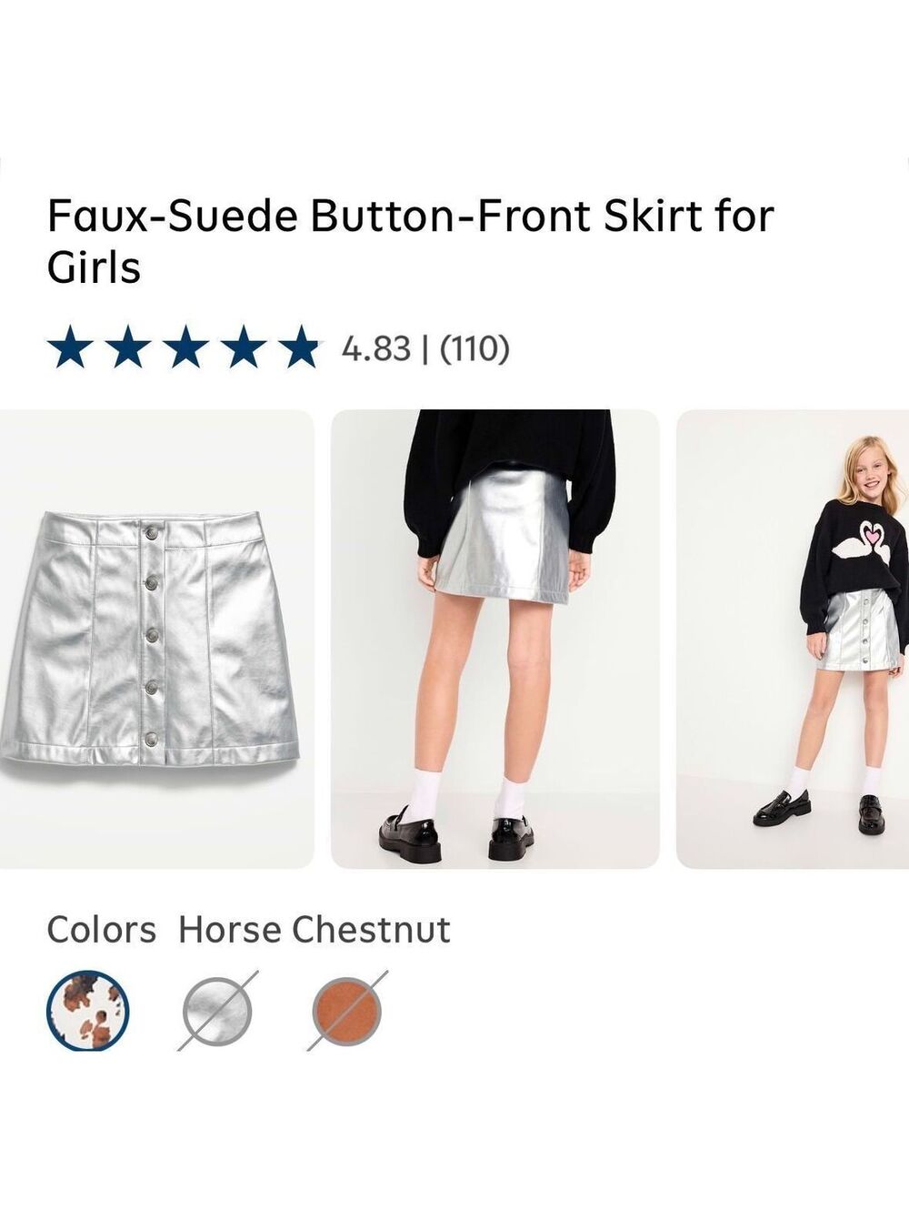 Faux-Suede Button-Front Skirt for Girls